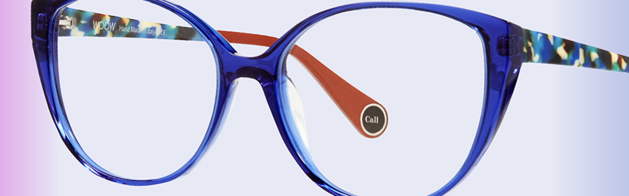 a pair of eyeglass frames with blue frames