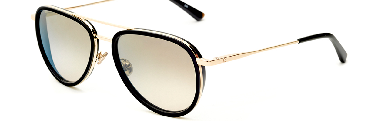nice pair of glasses with gold frames and tinted lenses